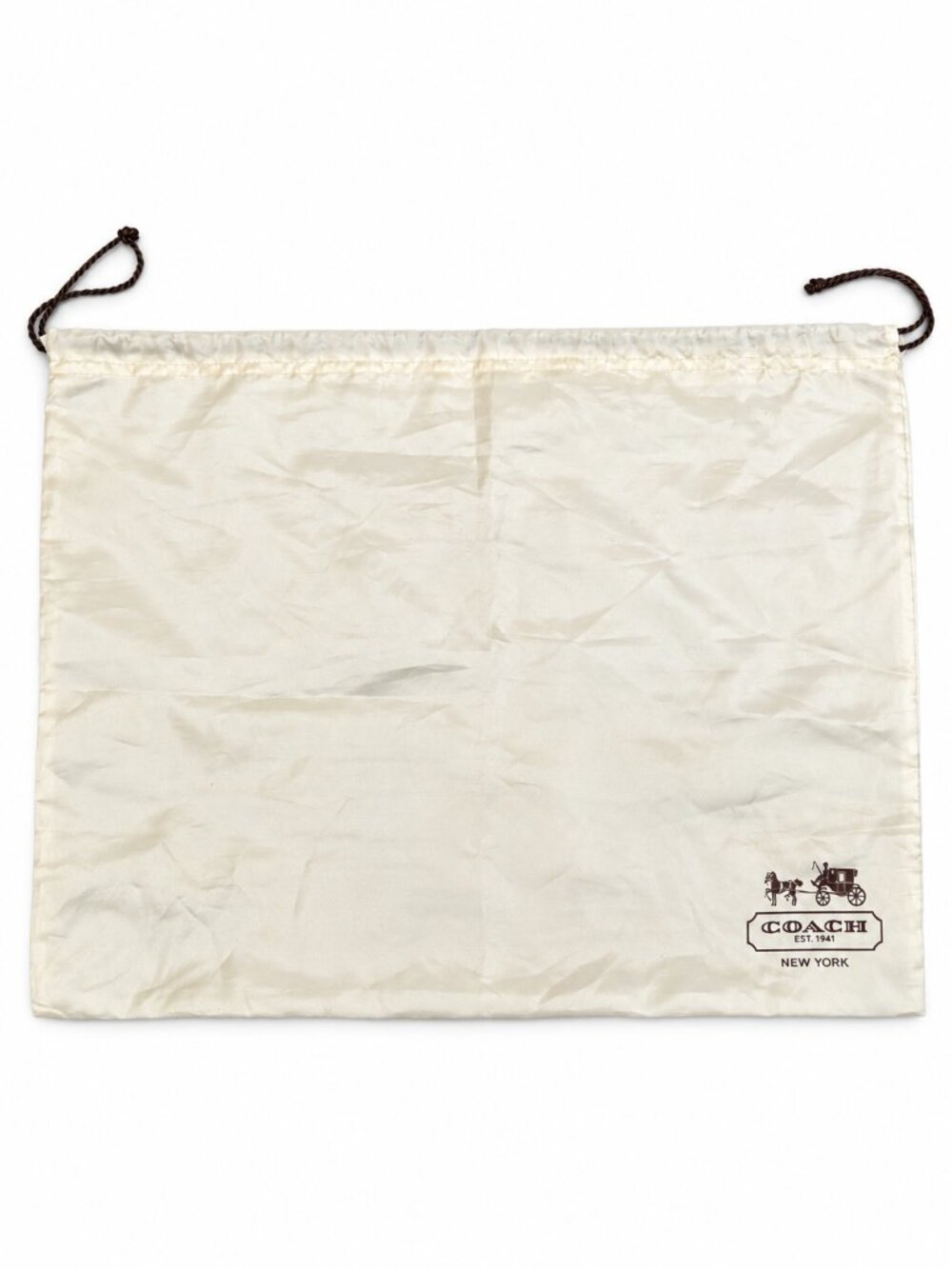 Coach Large Cream Drawstring Dust Bag Storage Cover Horse Carriage 15" x 19"